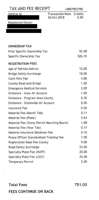 Cost for car deals registration